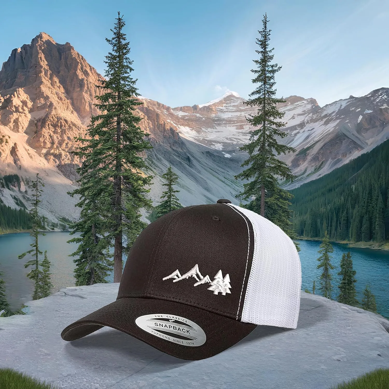 Embroidered Outdoors Mountain Trucker Snapback Cap Mesh Back Men and Women