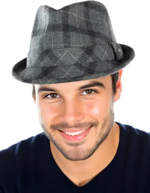Funky Junque Men's Classic Vintage Fedora Premium Wool Hat - Adjustable Short Brim, Small & Large Sizes, Easter Sunday Styles