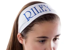 Funny Girl Designs Personalized CUSTOM Cotton Stretch Headband Embroidered With YOUR TEXT- 2.5 Inch (Aqua Headband)