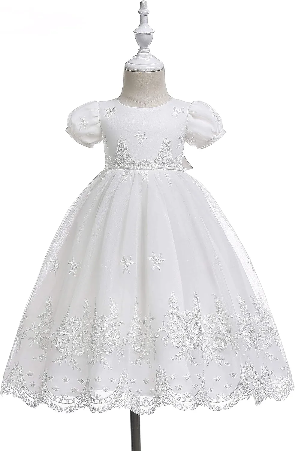 Glamulice Baby-Girls Newborn Satin Christening Baptism Floral Embroidered Dress Gown Outfit