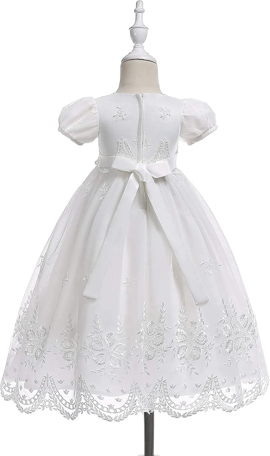 Glamulice Baby-Girls Newborn Satin Christening Baptism Floral Embroidered Dress Gown Outfit