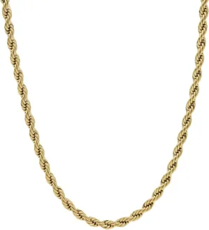GLD Rope Link Chain - Gold-Plated Rope Cuban Chain with Exclusive Storage Travel Pouch - Snatch-Proof Clasp, Sweat-Proof and Fade-Resistant - Lifetime Quality, Designed in Miami