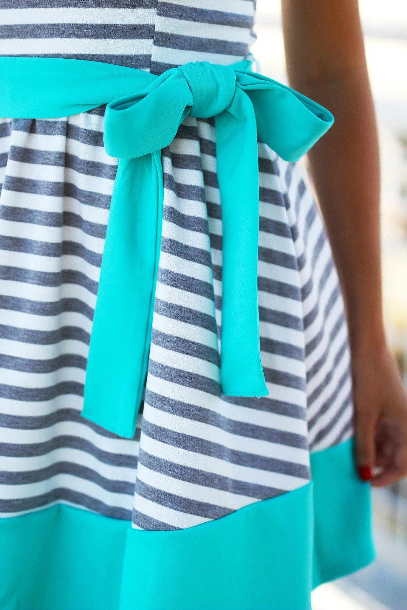 Gray and Jade Striped Dress