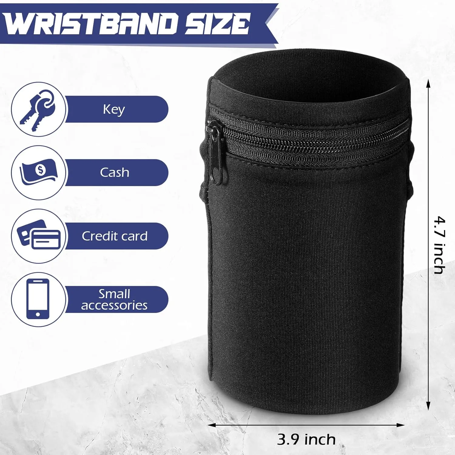 Honoson 5 Pcs Wrist Wallet for Women Men, Zipper Wrist Pouch Purse for Running Wristband Sweatband Wallet for Running Walking Hiking Jogging Travel Events Keys Cash Napkin
