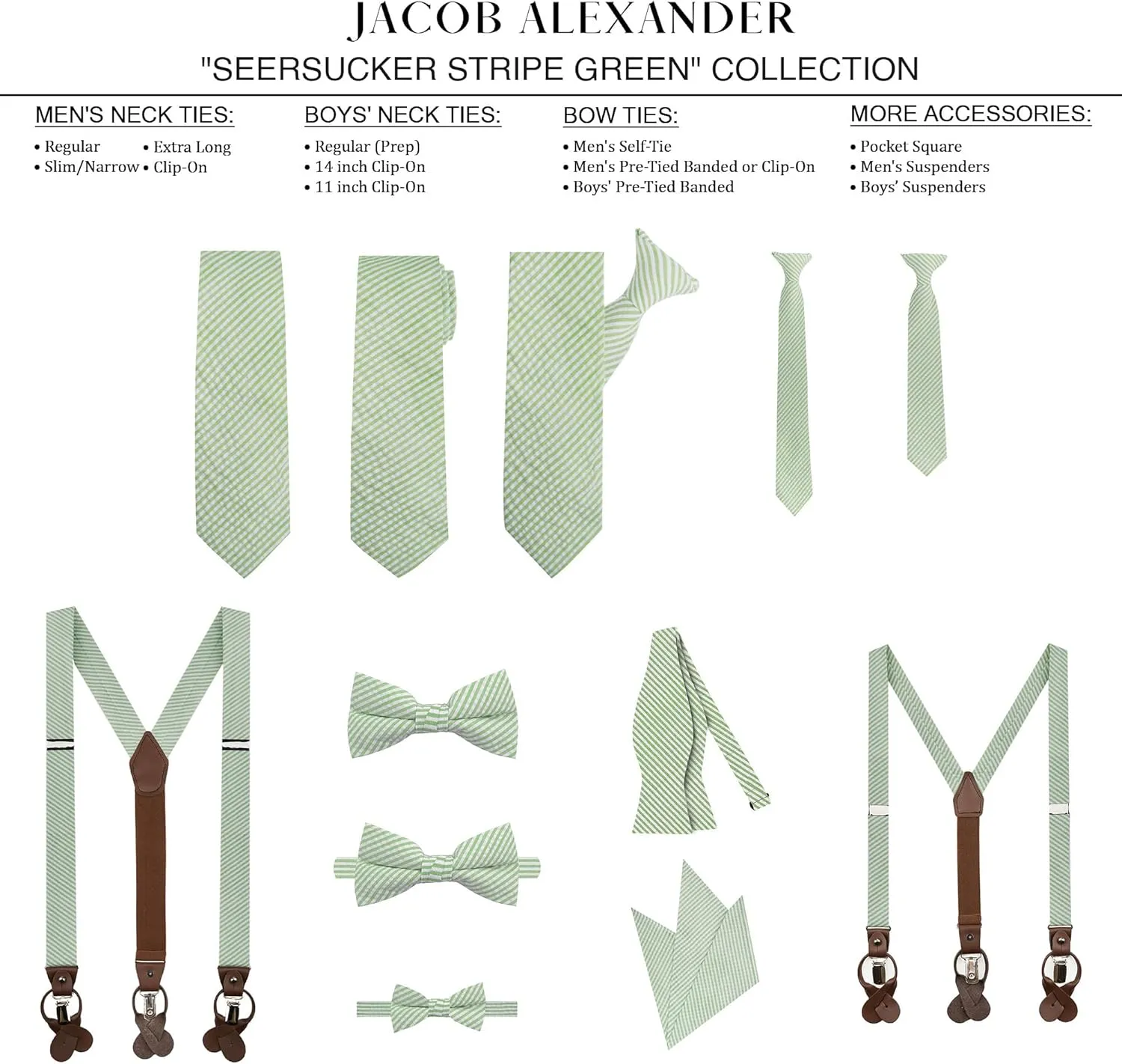 Jacob Alexander Men's Seersucker Striped Pattern Pre-tied Clip-On Bow Tie