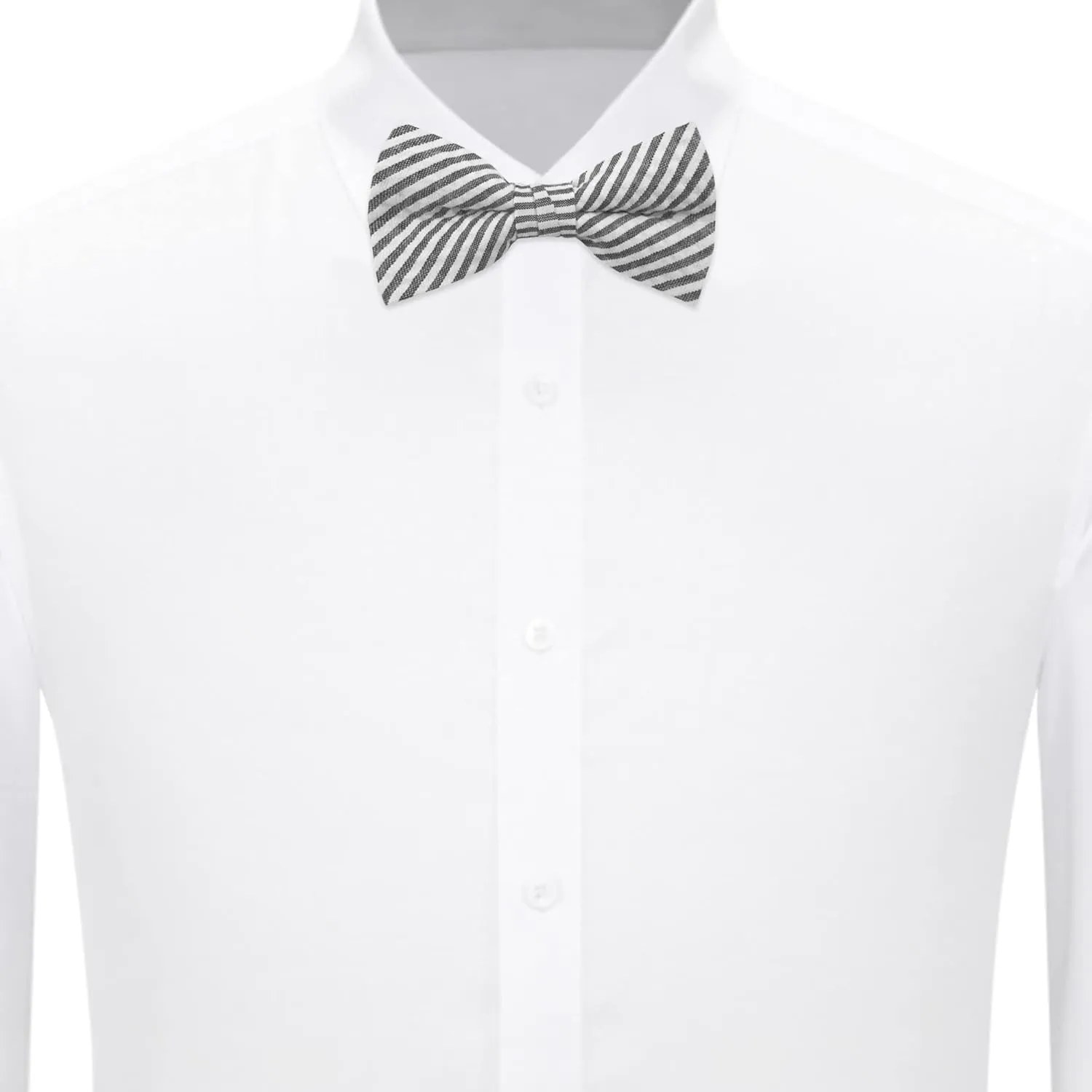 Jacob Alexander Men's Seersucker Striped Pattern Pre-tied Clip-On Bow Tie