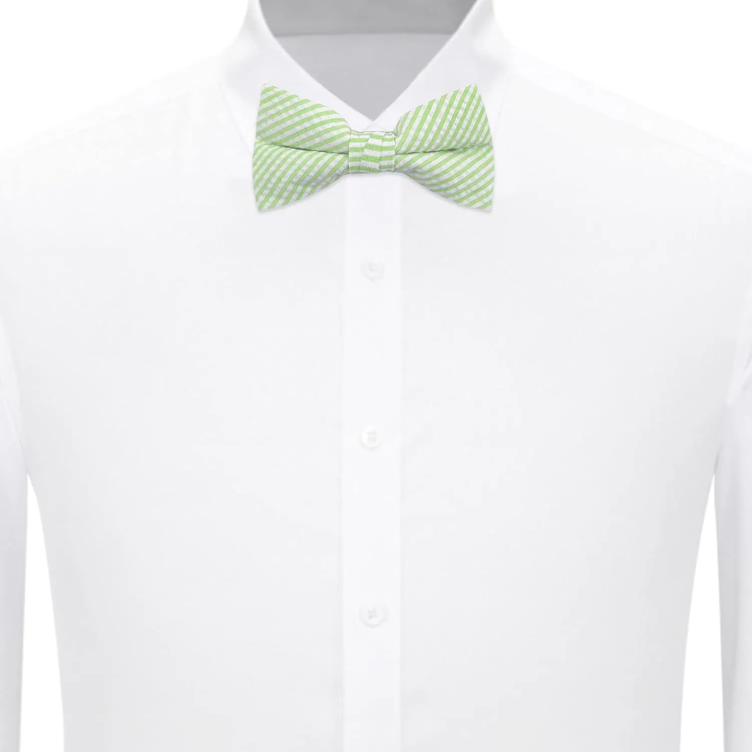 Jacob Alexander Men's Seersucker Striped Pattern Pre-tied Clip-On Bow Tie