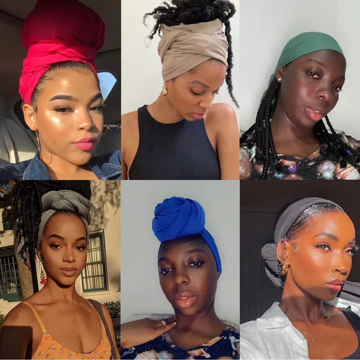 Kachanaa Stretch Jersey Turban Head Wraps Long Solid Color African Shawl Hair Scarfs Lightweight Breathable Head Bands Ties for Black Women(Black)