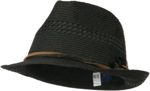 Ladies Toyo Braid Fedora Hat - Black OSFM