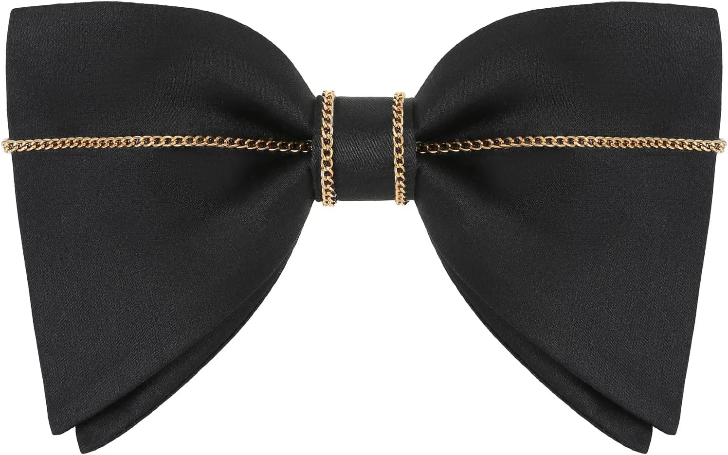 Mens Black Oversized Bow Tie Satin Silk Adjustable Large Solid Pre-tied Tuxedo Big Bow Ties for Men with Gift Box
