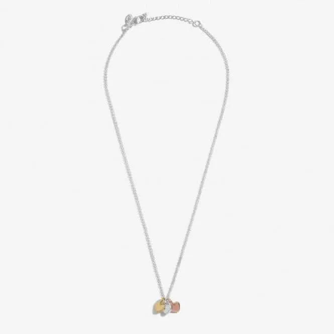 Mini Charms Hearts Silver Gold Rose Gold Plated 46cm   5cm Necklace 7049