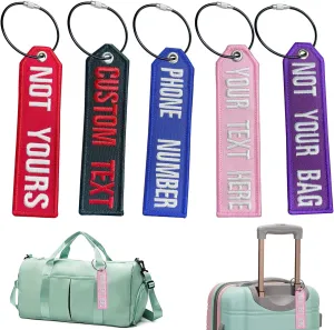 mvcen Embroidery Luggage Tag, Custom Travel Suitcases Tags Label,Name Number Tags with Stainless Steel Loop for Luggage, Travel Duffel Bag, Travel Accessories