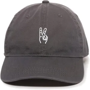 Peace Sign Baseball Cap Embroidered Cotton Adjustable Dad Hat