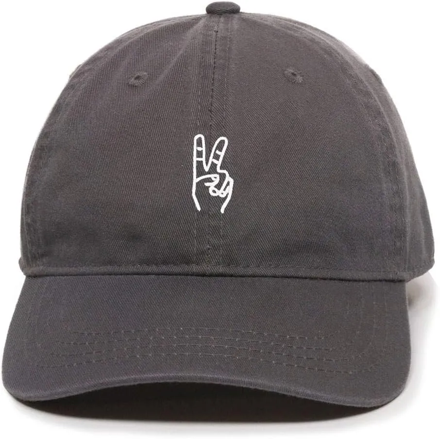 Peace Sign Baseball Cap Embroidered Cotton Adjustable Dad Hat