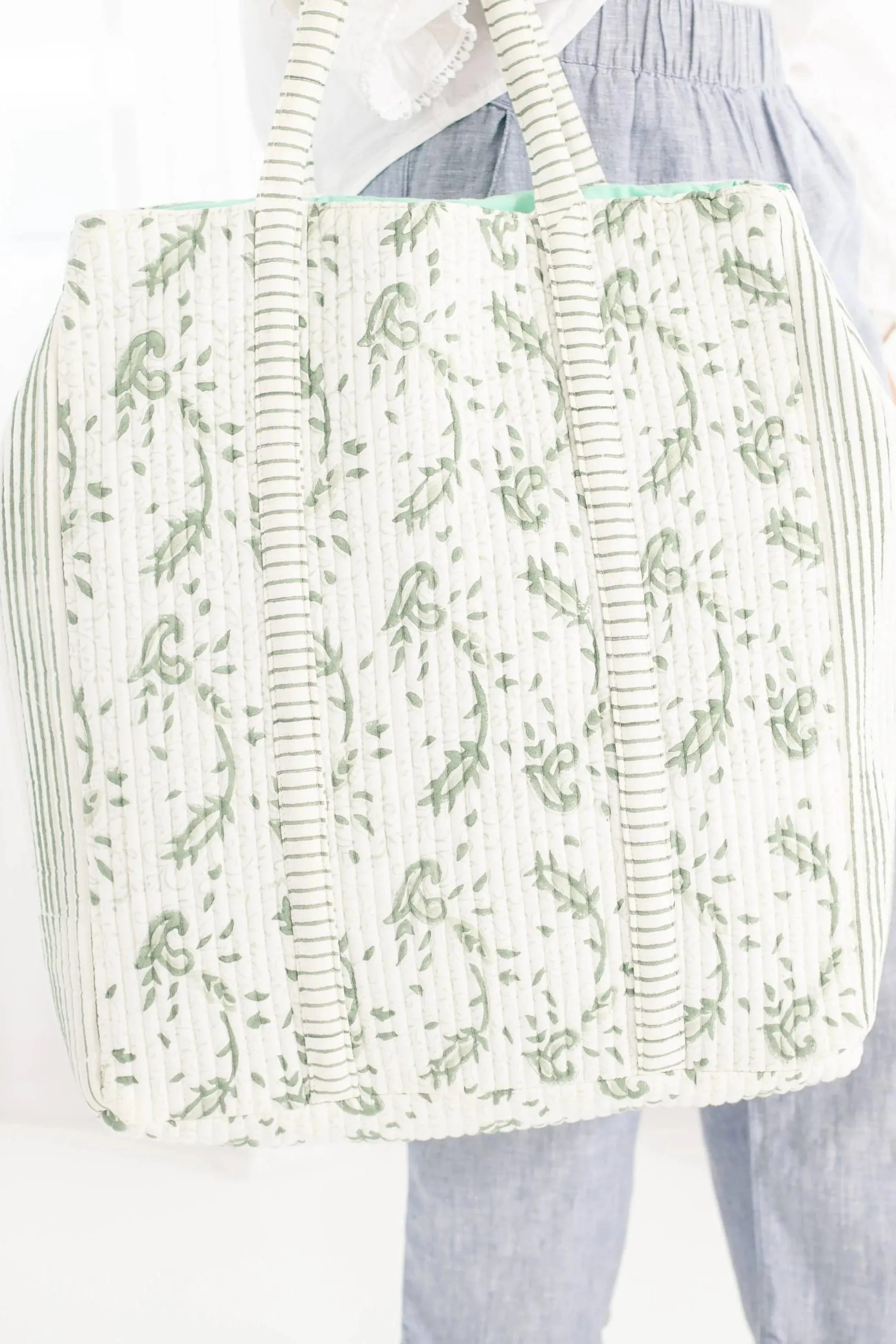 Quilted Block Print Tote