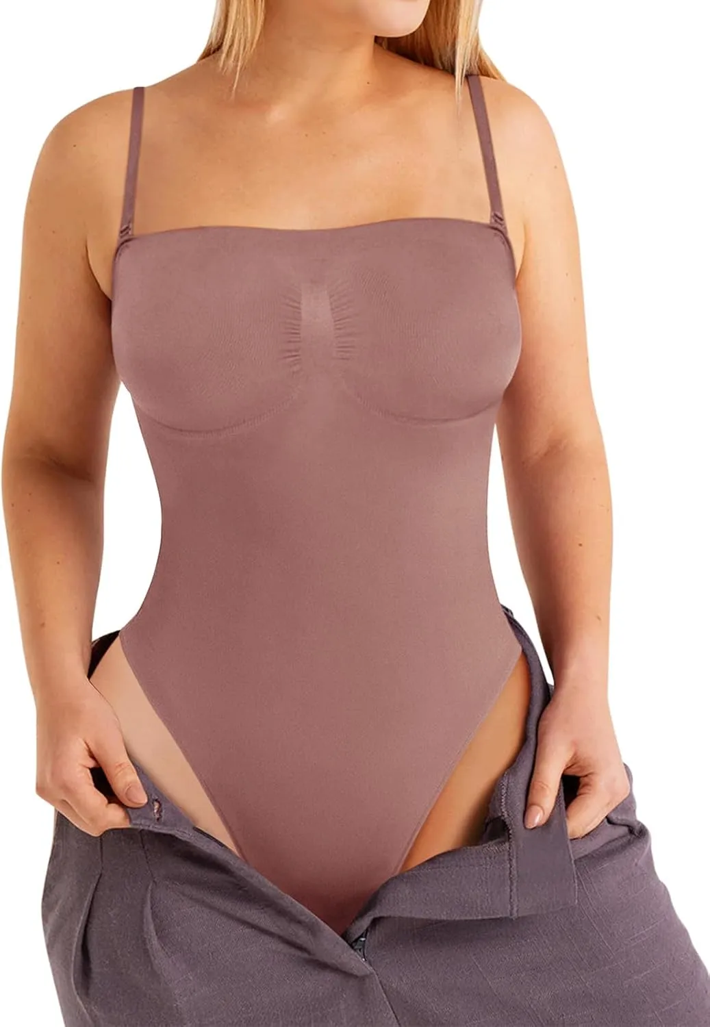 REORIA Shapewear Bodysuits for Women Tummy Control Seamless Body Shaper Sculpting Snatched Waist Butt Lifting Thigh Slimmer