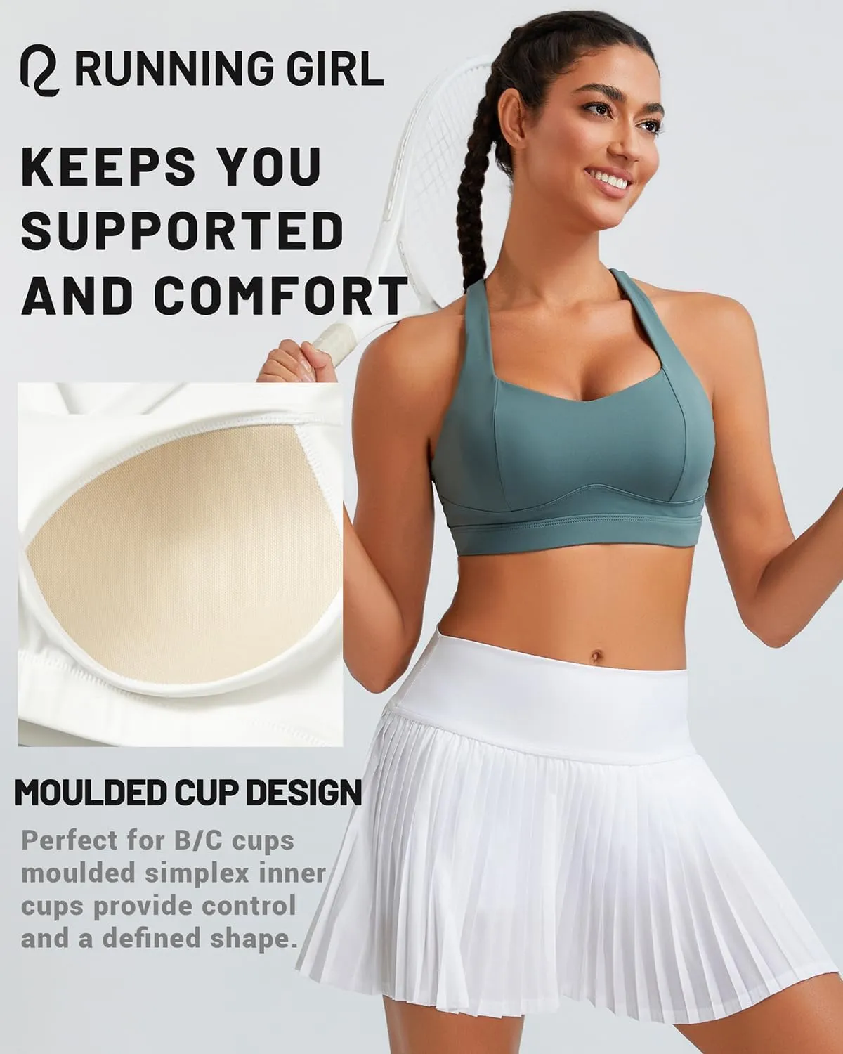 RUNNING GIRL Sports Bras for Women High Support,Molded Cup High Impact Sports Bra Criss Cross Strappy Workout Yoga Bra