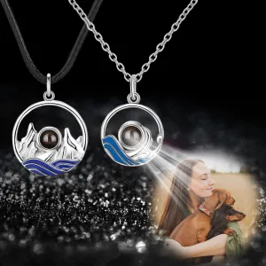 Sea and Mountain Couples Custom Projection Necklace - Package Two