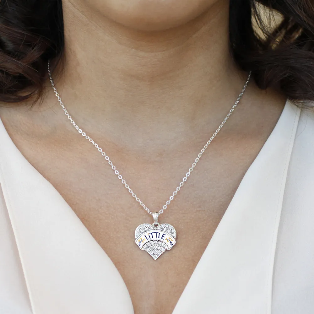 Silver Navy Blue and Gold Little Pave Heart Charm Classic Necklace