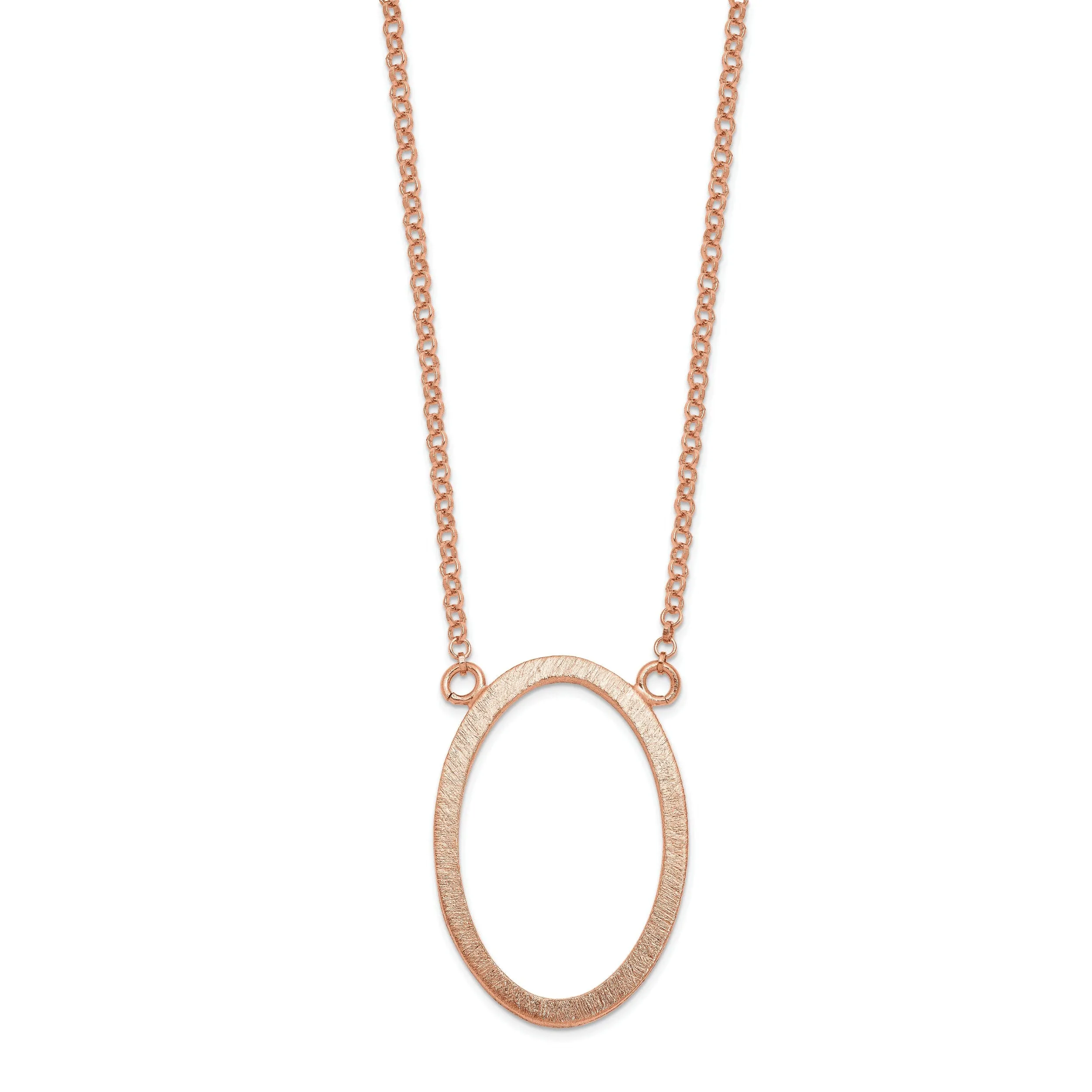 Silver Rose Gold-tone Oval Necklace