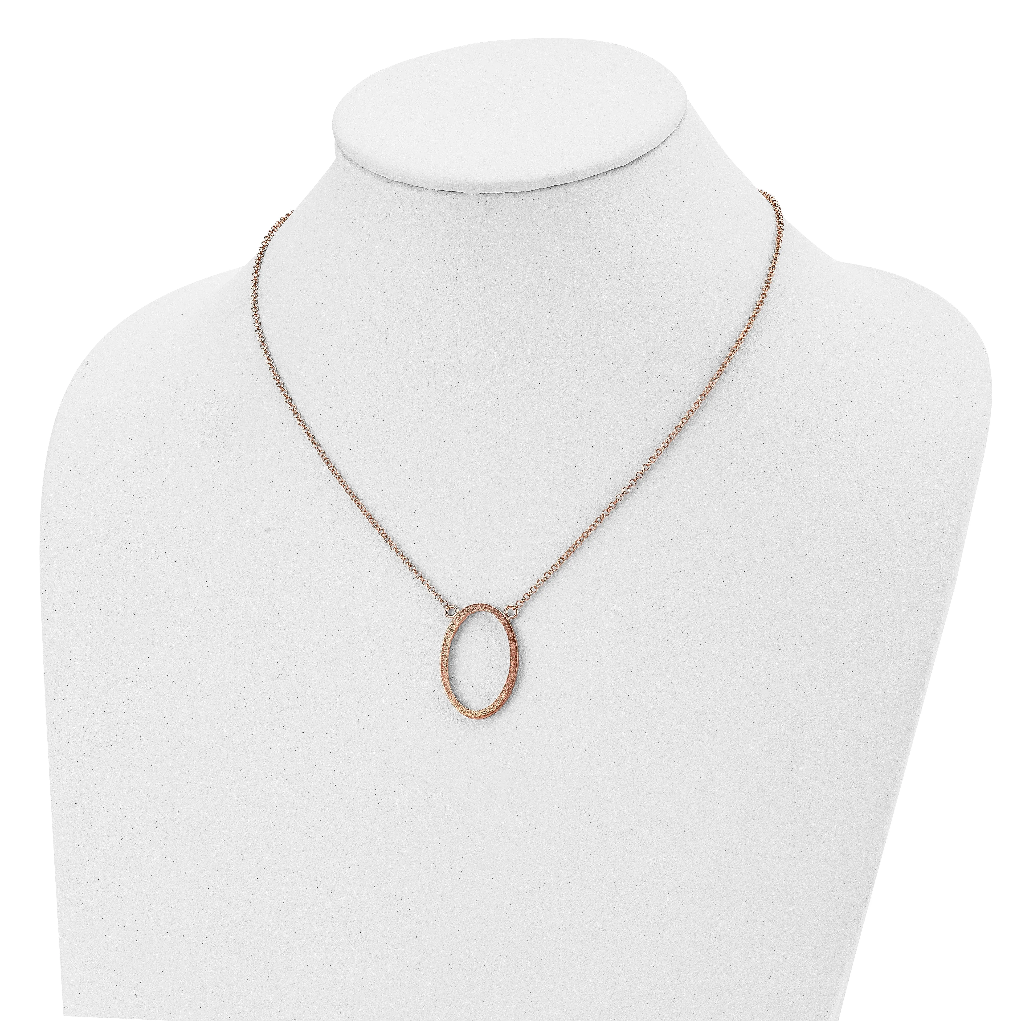Silver Rose Gold-tone Oval Necklace