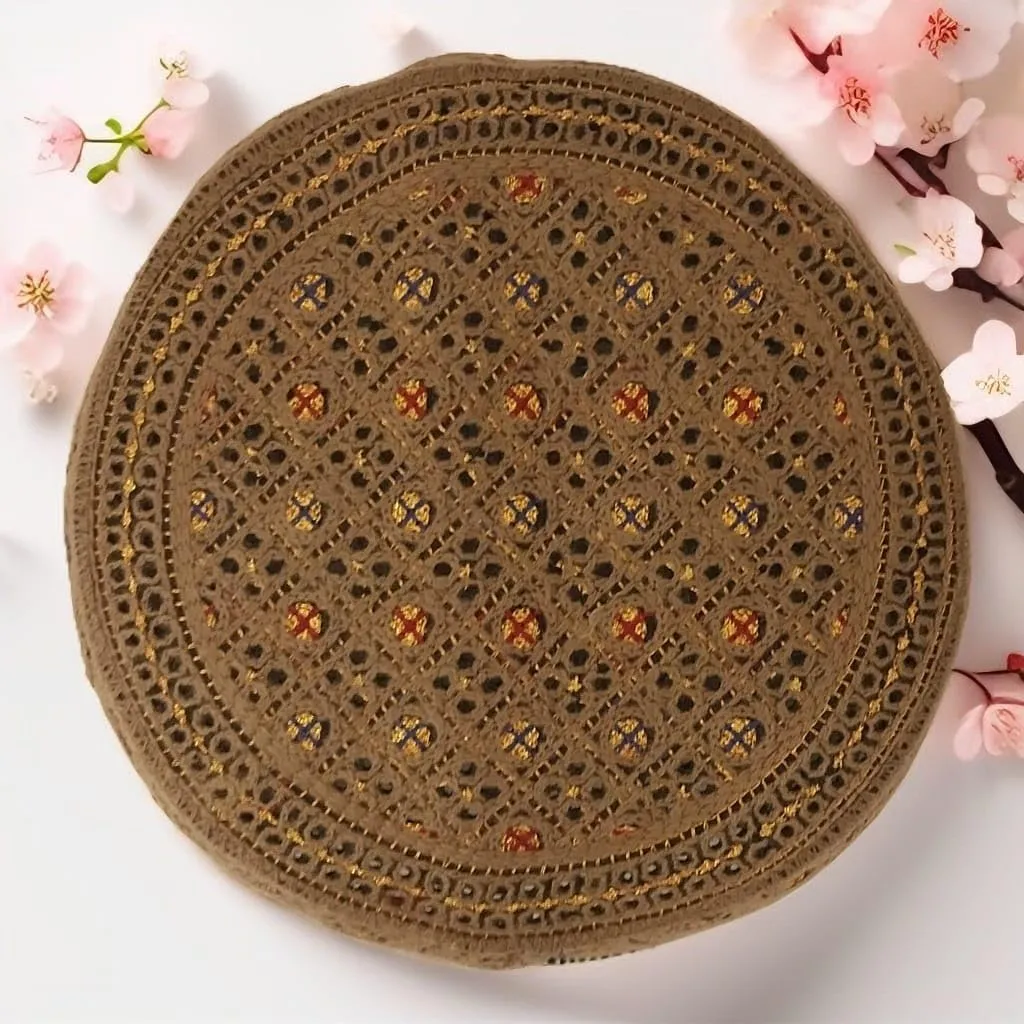 Sindhi Topi Kufi Traditional Handmade Cap with Embroidered Front Cut Unisex, Ramadan, Eid Gift for Muslims Made in Pakistan