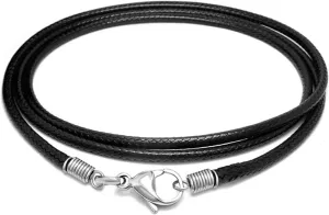 Sora Tuki Leather Necklace Cord with Clasp 16inch to 24inch Braided Rope Necklace for Men Women Stainless Steel Clasp 2mm Black Leather Cord Necklace Brown Leather Necklace