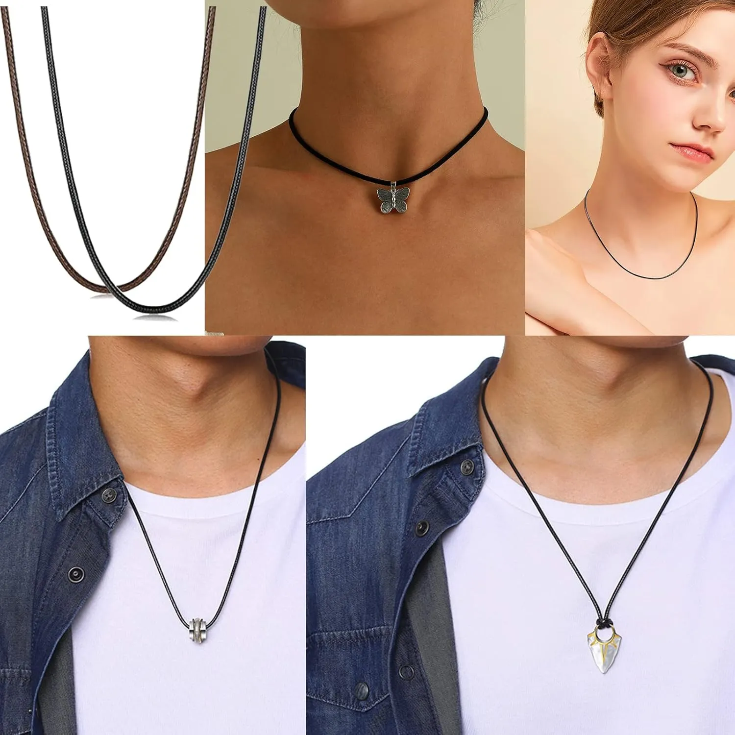 Sora Tuki Leather Necklace Cord with Clasp 16inch to 24inch Braided Rope Necklace for Men Women Stainless Steel Clasp 2mm Black Leather Cord Necklace Brown Leather Necklace