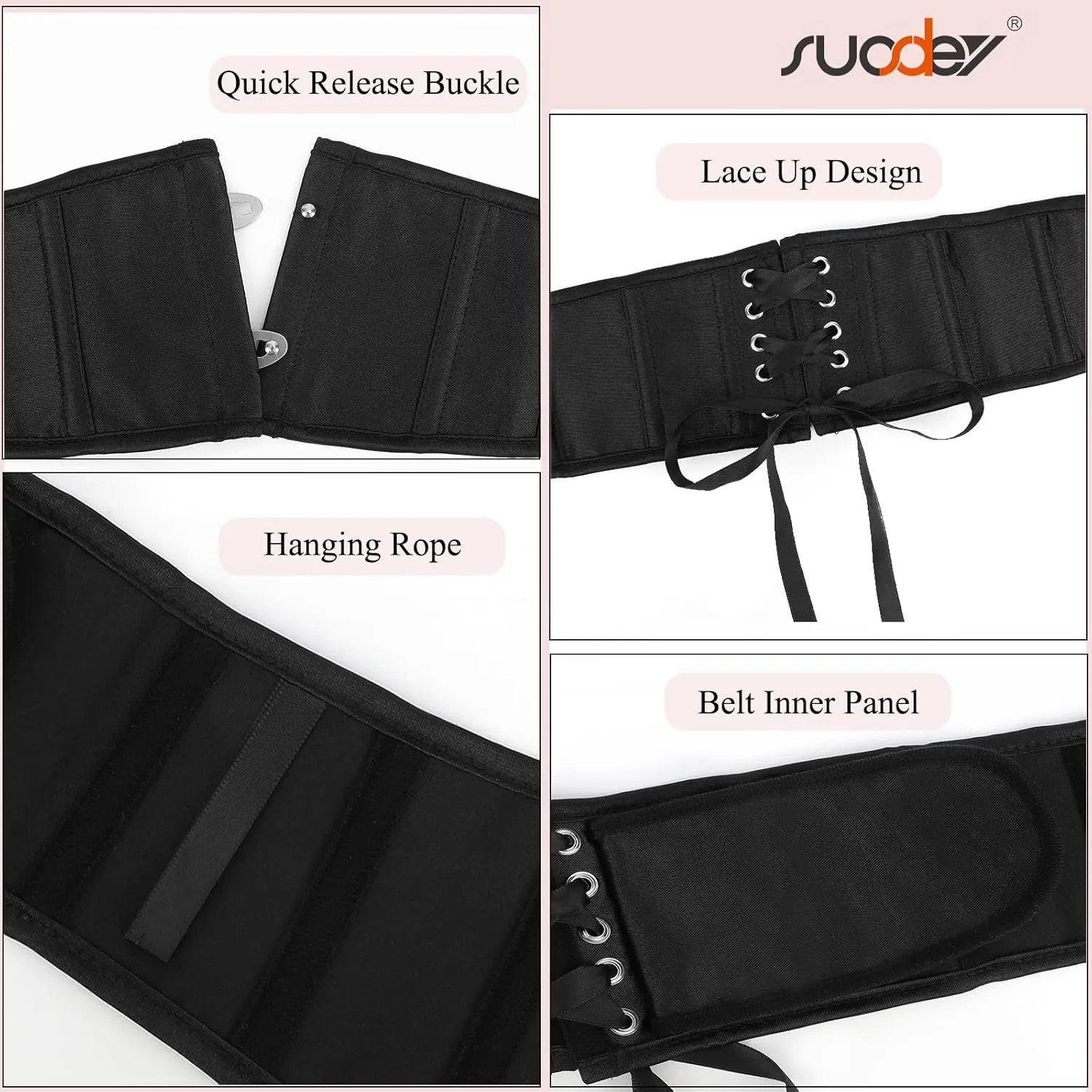 SUOSDEY Kids Jacquard Corset Belt with Soft Bones Girls Teens Pirate Halloween Renaissance Lace-up Black Waist Corset Belt