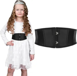 SUOSDEY Kids Jacquard Corset Belt with Soft Bones Girls Teens Pirate Halloween Renaissance Lace-up Black Waist Corset Belt
