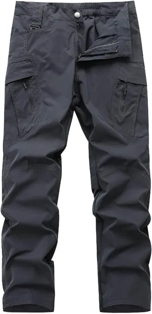 SUWBMHWE Men's Waterproof Hiking Cargo Pants UPF 50  & Bug Resistant Lightweight Ripstop Olive Drab & Taupe