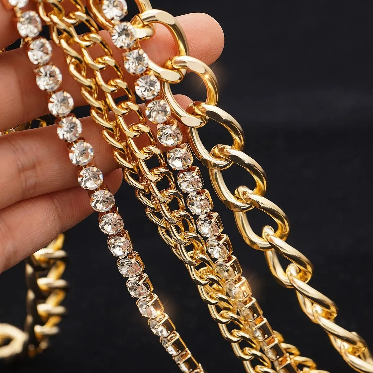 Suyi Chain Belt for Women Rhinestone Gold Chain Belt Multilayer Metal Waist Chain