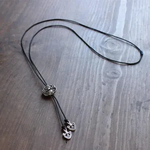 Tibetan White Copper Bat/Dragon Longevity Amulet Necklace