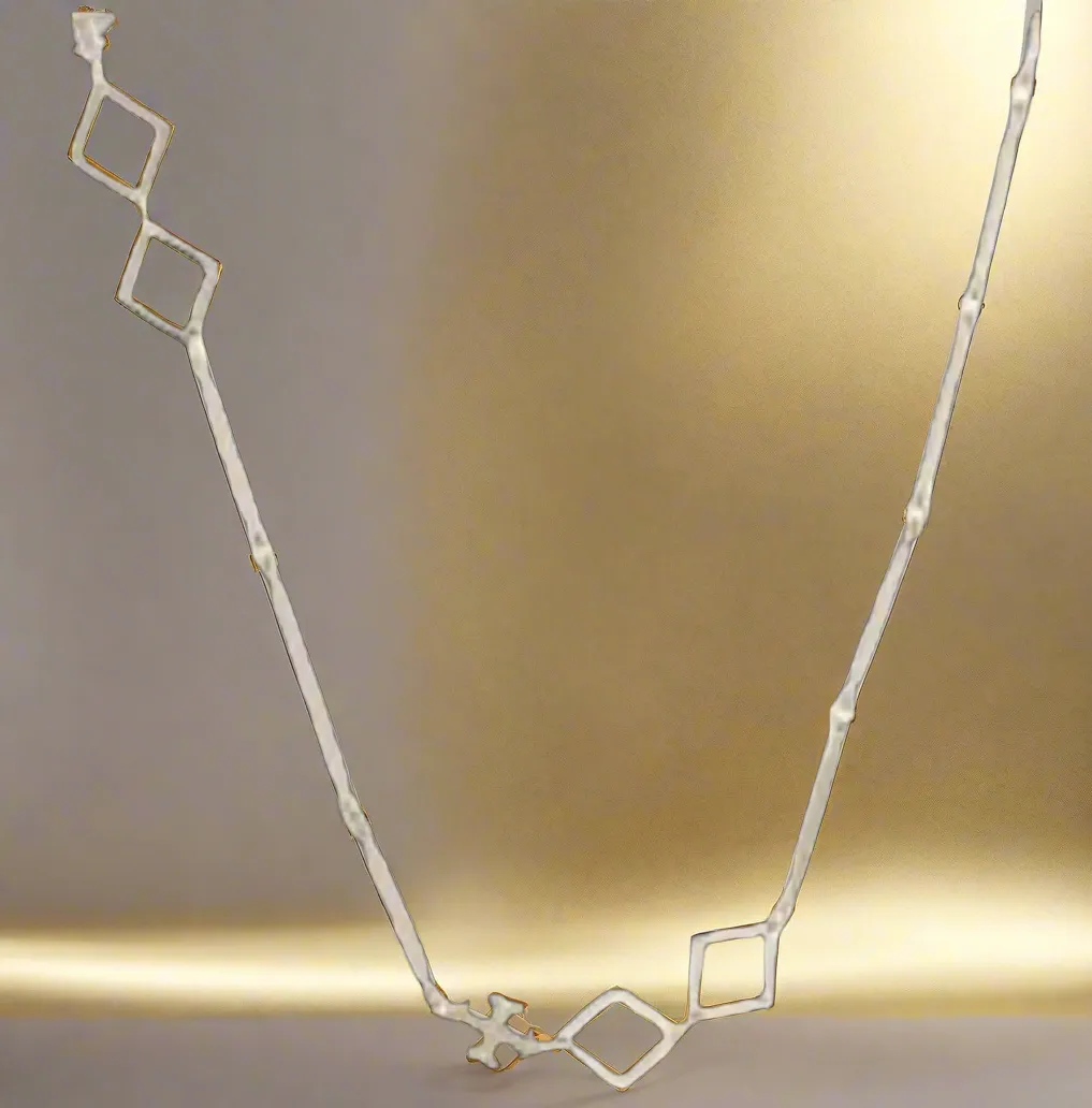 Tory Burch Roxanne Chain Long Necklace Geo Goldtone