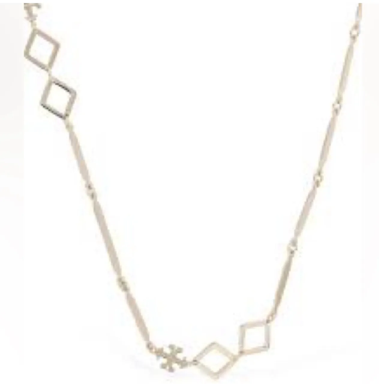 Tory Burch Roxanne Chain Long Necklace Geo Goldtone