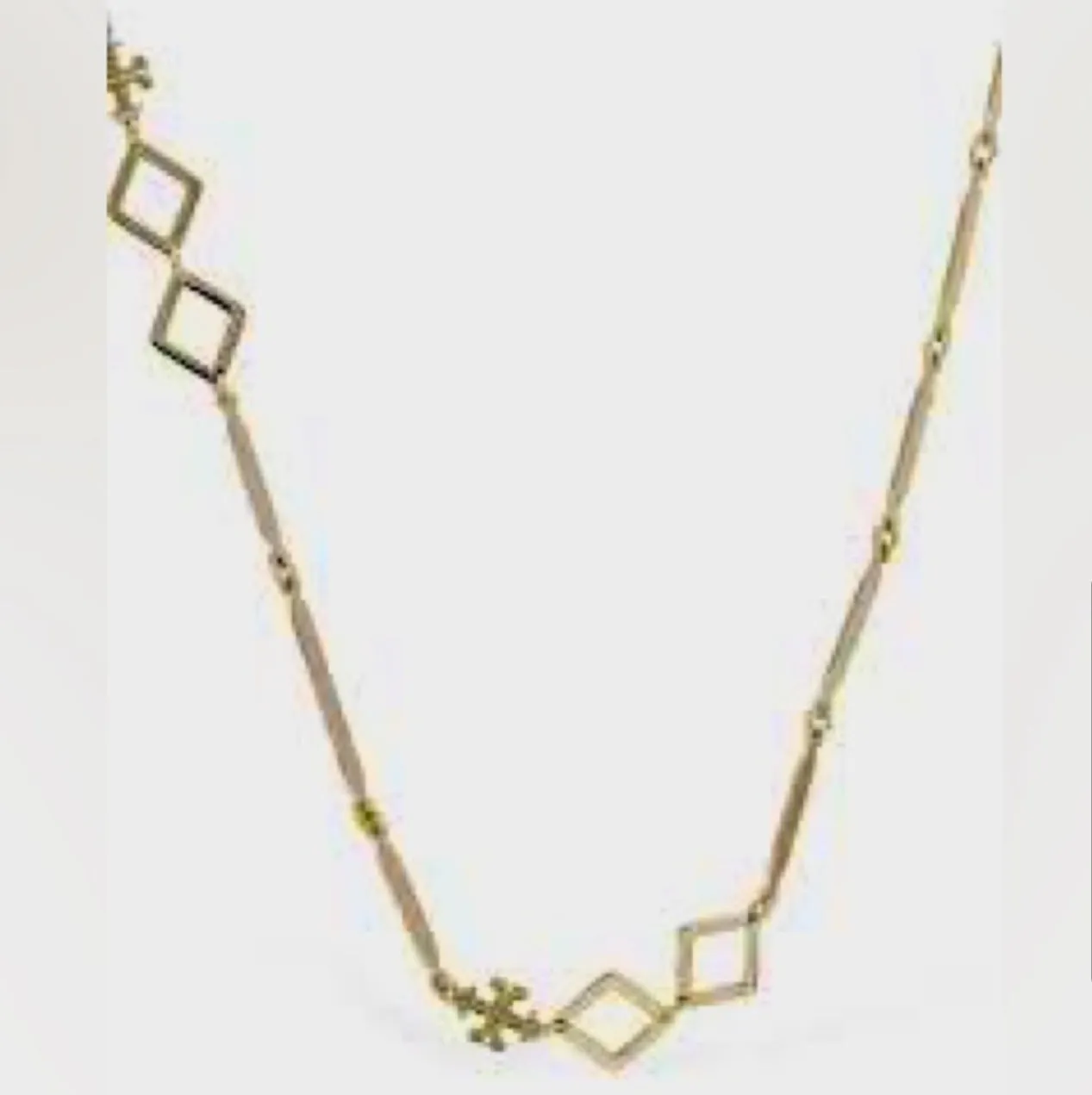 Tory Burch Roxanne Chain Long Necklace Geo Goldtone