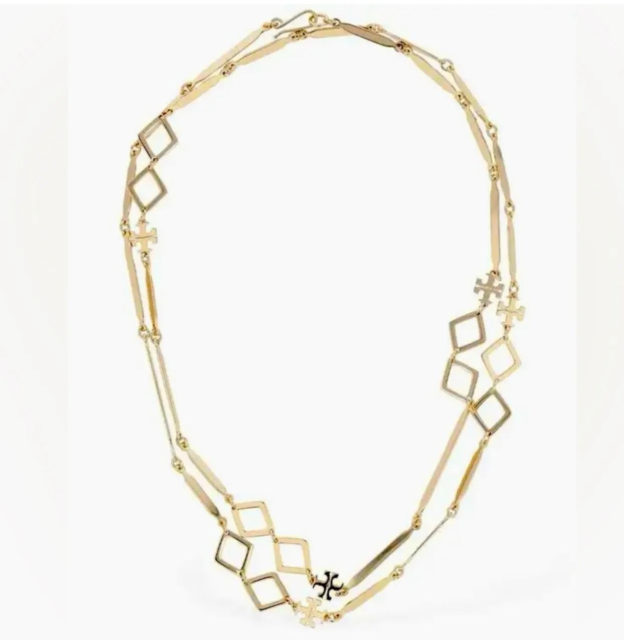Tory Burch Roxanne Chain Long Necklace Geo Goldtone