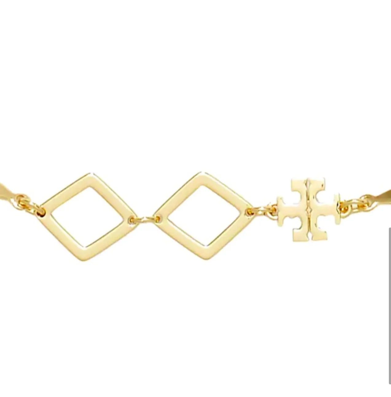 Tory Burch Roxanne Chain Long Necklace Geo Goldtone
