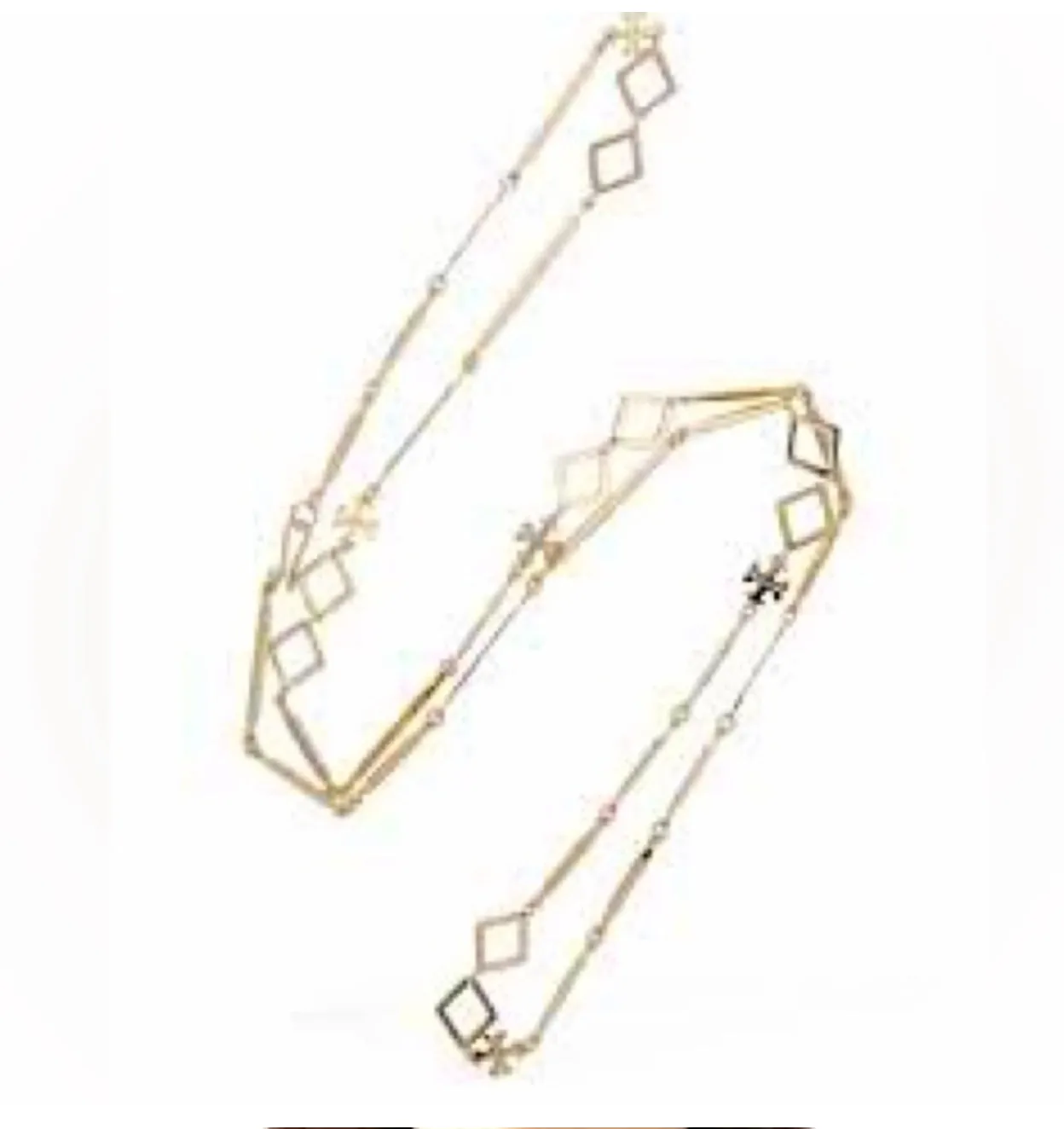 Tory Burch Roxanne Chain Long Necklace Geo Goldtone