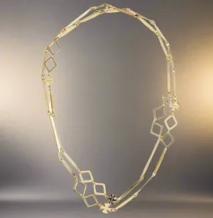 Tory Burch Roxanne Chain Long Necklace Geo Goldtone