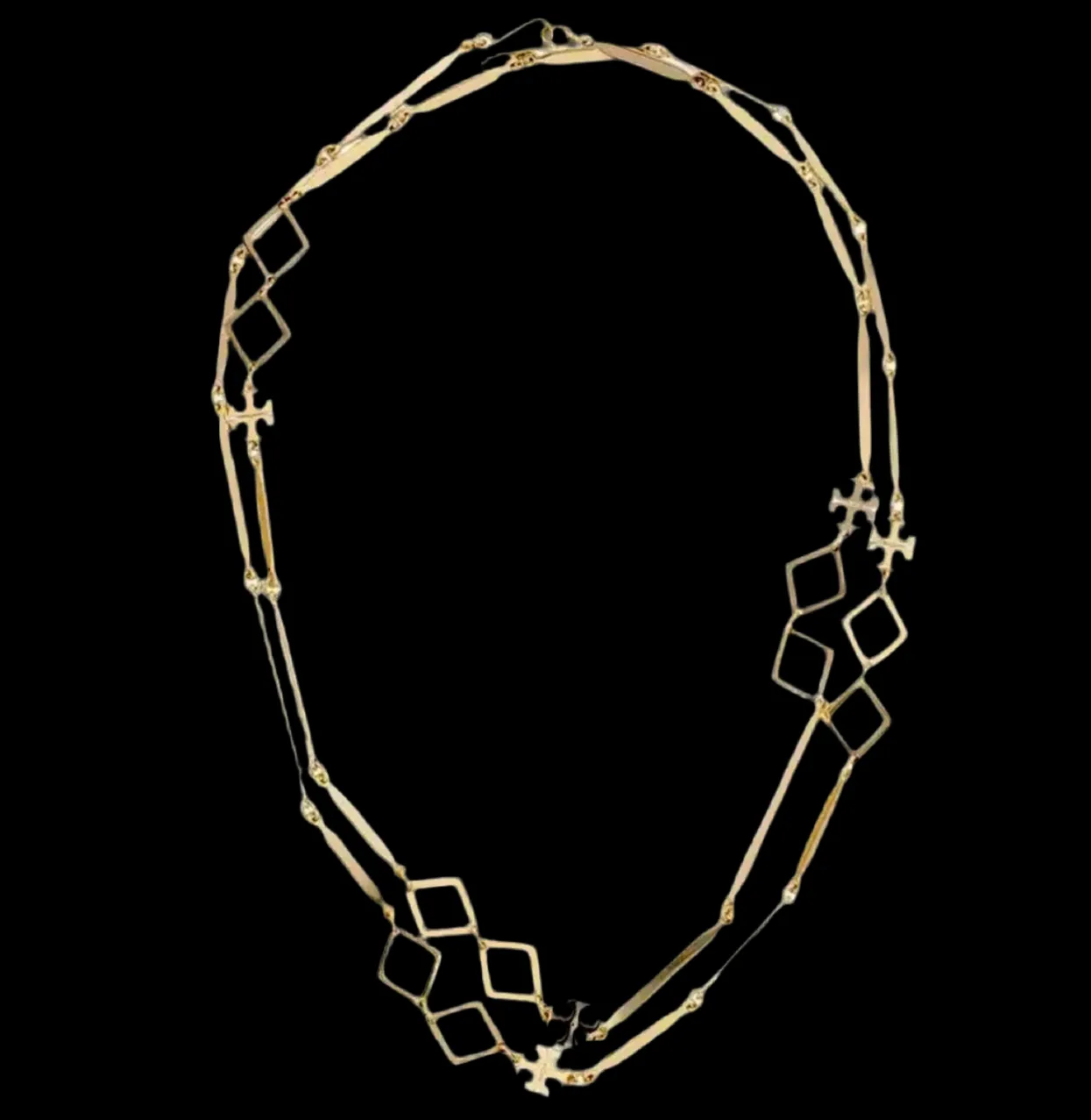 Tory Burch Roxanne Chain Long Necklace Geo Goldtone