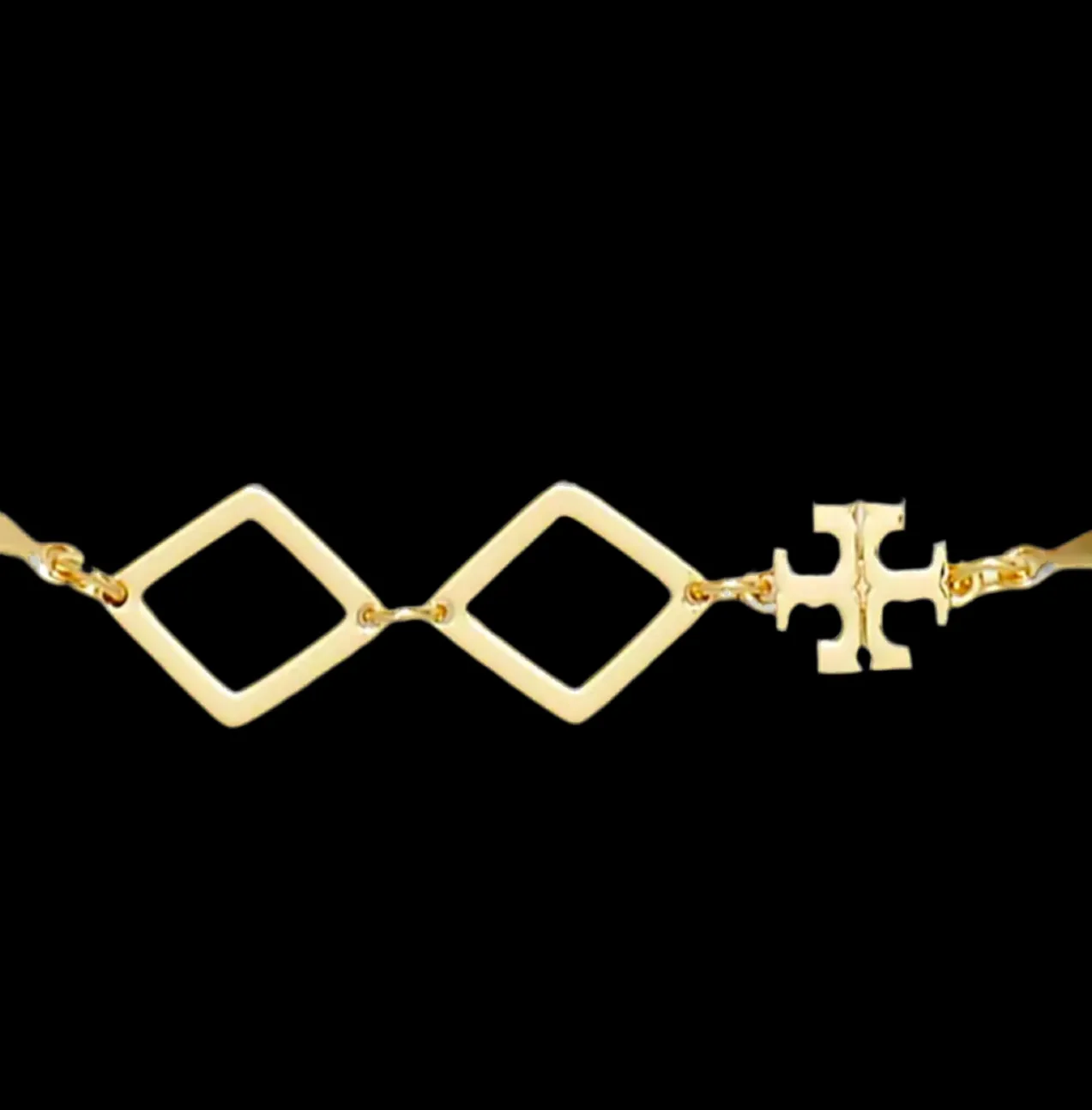 Tory Burch Roxanne Chain Long Necklace Geo Goldtone