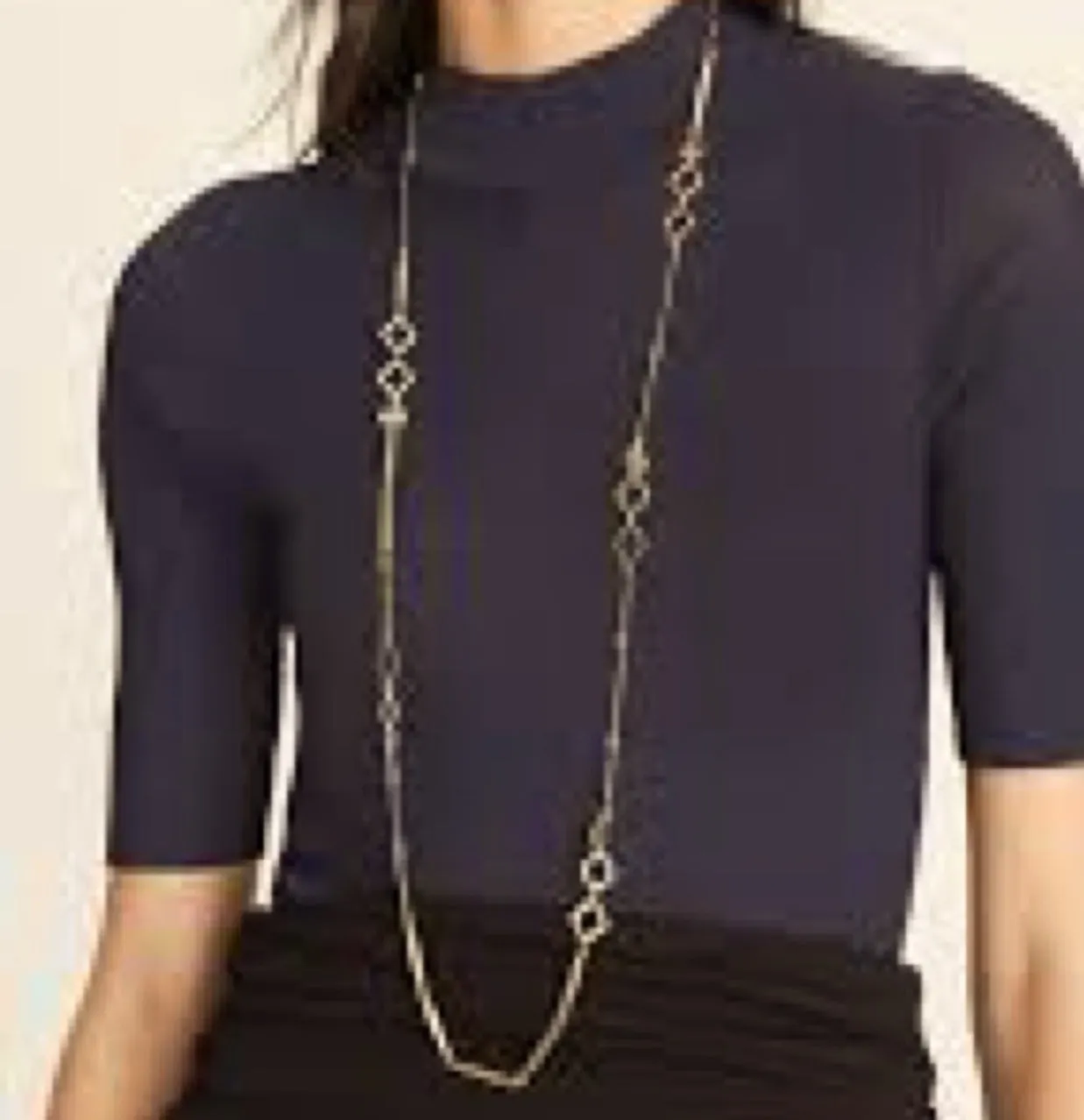 Tory Burch Roxanne Chain Long Necklace Geo Goldtone