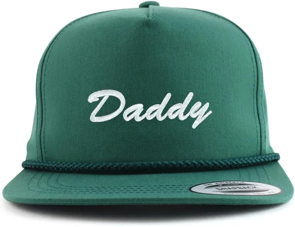 Trendy Apparel Shop Daddy Embroidered 5 Panel Flatbill Braid Snapback Golf Cap