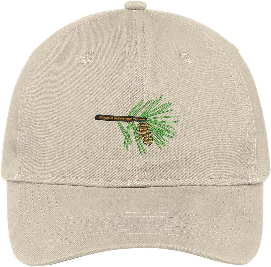 Trendy Apparel Shop Pinecone Embroidered Low Profile Soft Cotton Brushed Baseball Cap