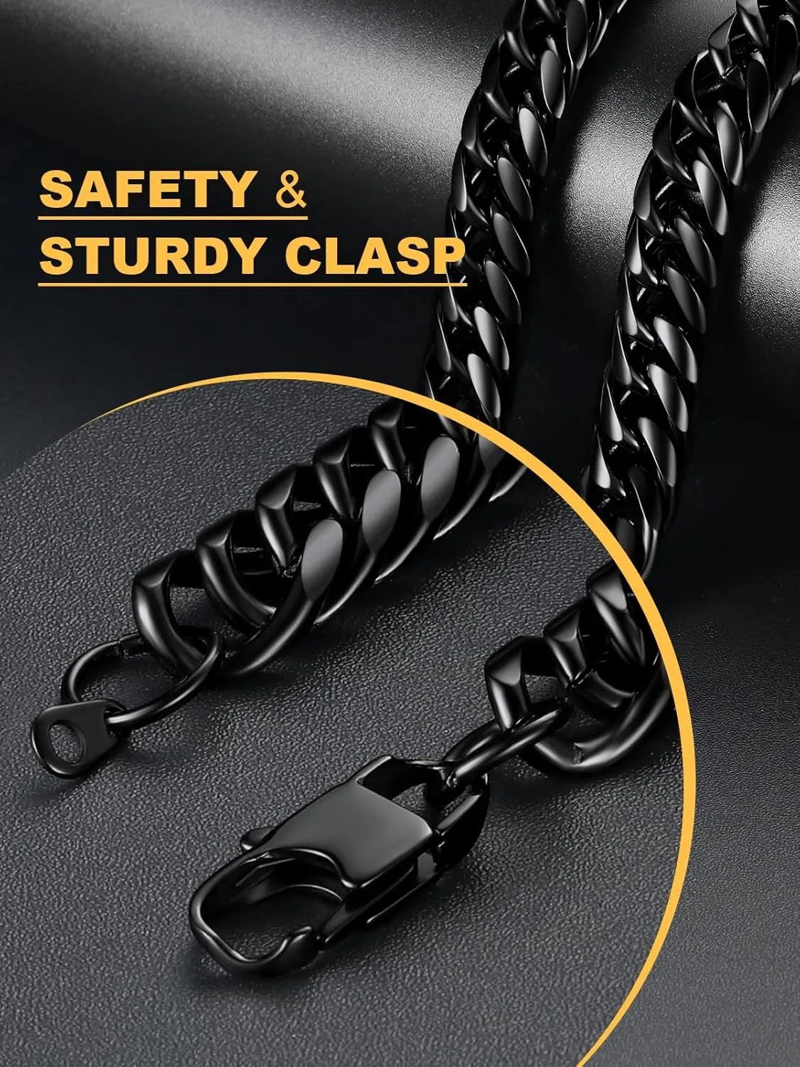 U7 Diamond Cut Miami Cuban Link Chain for Men Women Stainless Steel Curb Chain Necklace, Cool Hip Hop Jewelry Silver/Black/18K Gold Plated Chains, Width 3/6/9/12mm,18/20/22/24/26/28/30 Inch