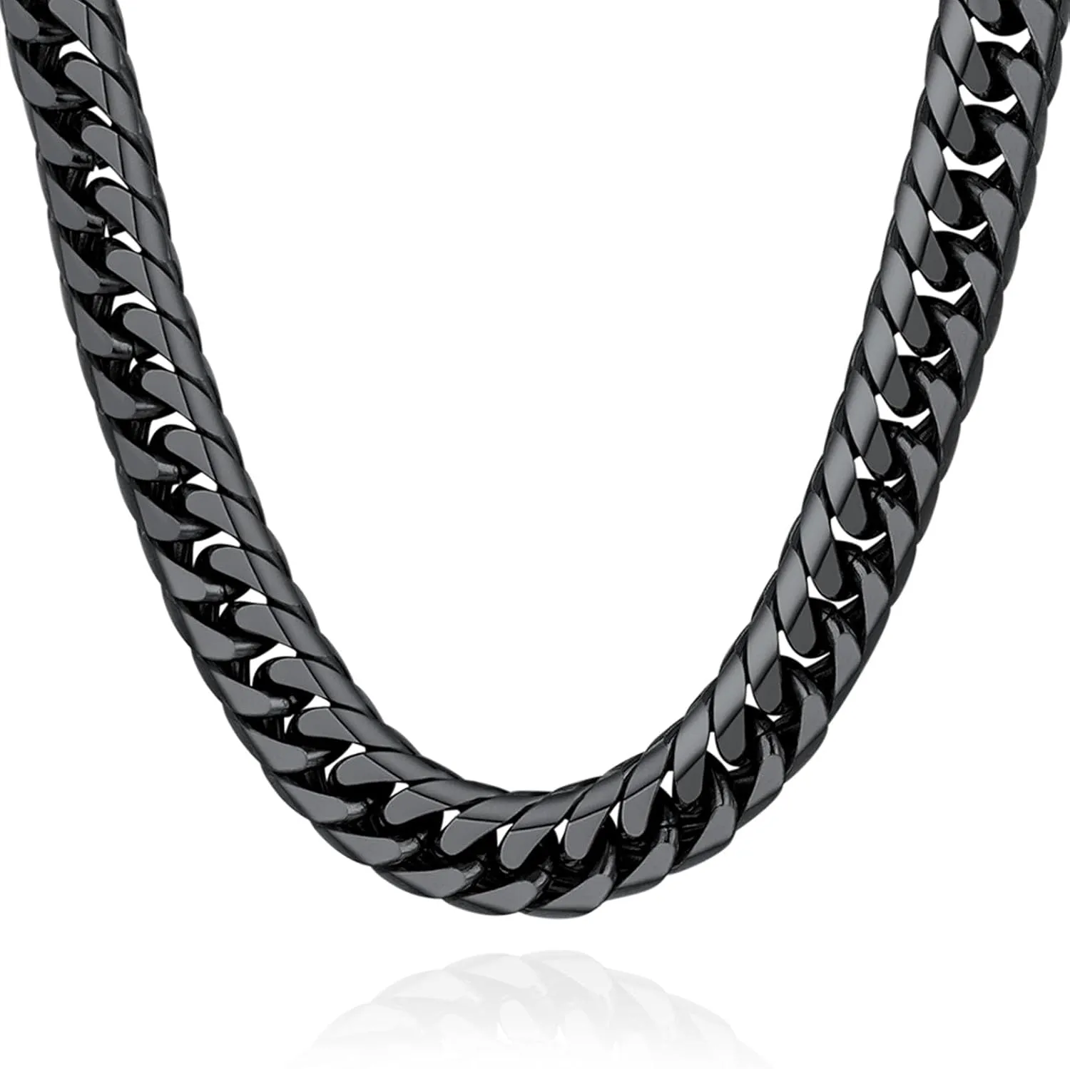 U7 Diamond Cut Miami Cuban Link Chain for Men Women Stainless Steel Curb Chain Necklace, Cool Hip Hop Jewelry Silver/Black/18K Gold Plated Chains, Width 3/6/9/12mm,18/20/22/24/26/28/30 Inch