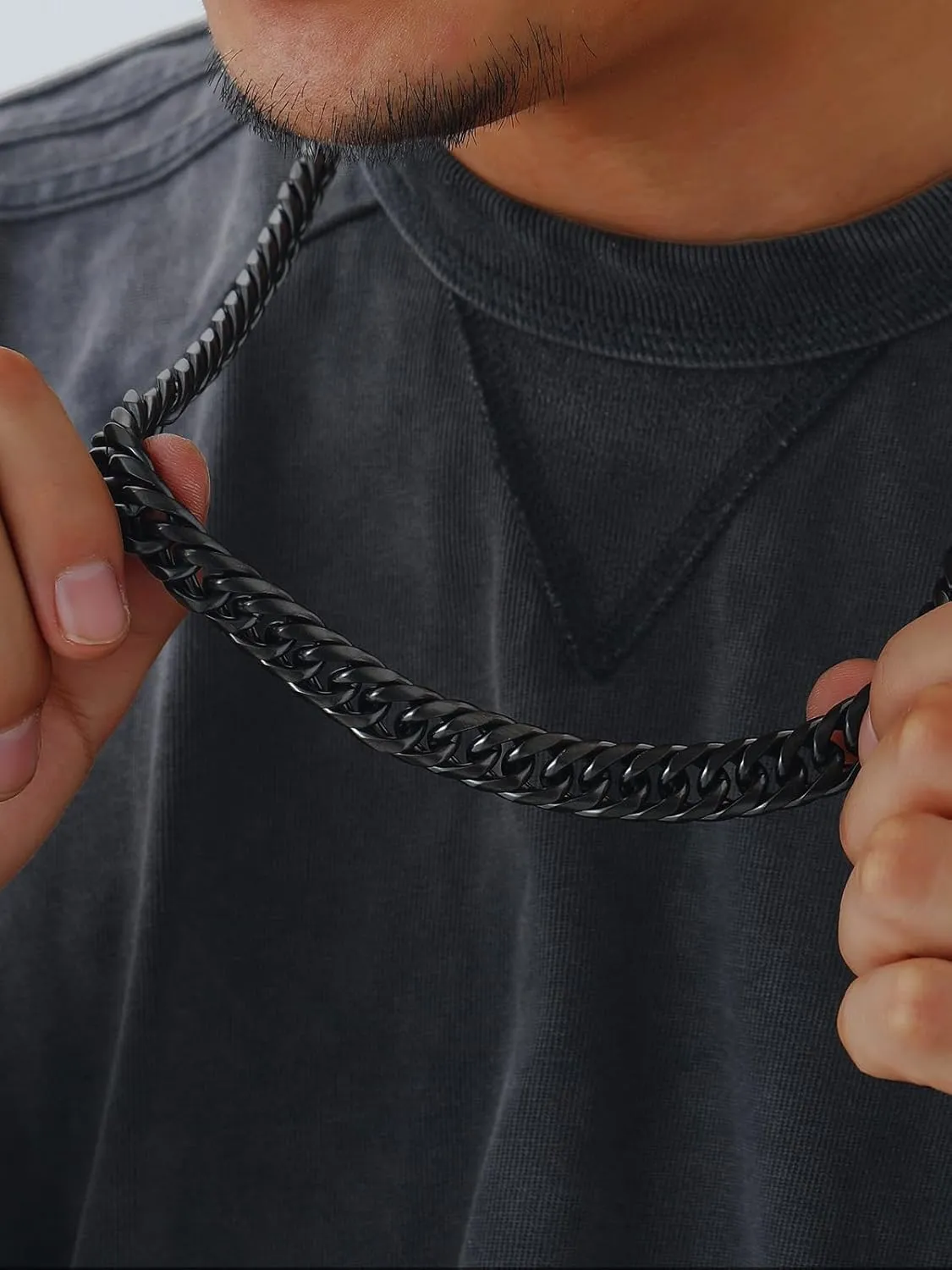 U7 Diamond Cut Miami Cuban Link Chain for Men Women Stainless Steel Curb Chain Necklace, Cool Hip Hop Jewelry Silver/Black/18K Gold Plated Chains, Width 3/6/9/12mm,18/20/22/24/26/28/30 Inch