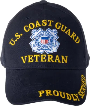 U.S. Coast Guard Veteran Proudly Served Hat Cap Blue