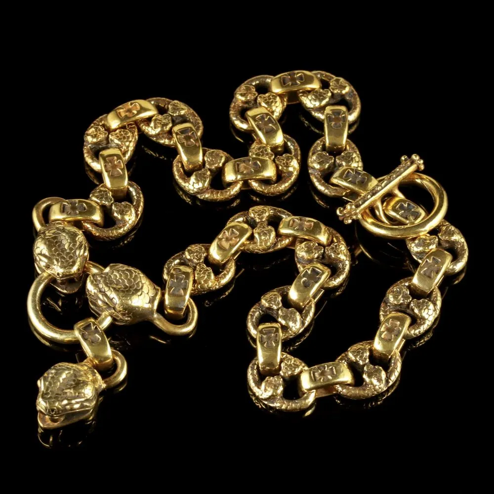 Vintage Snake Collar 18Ct Gold Silver Necklace 288 Grams